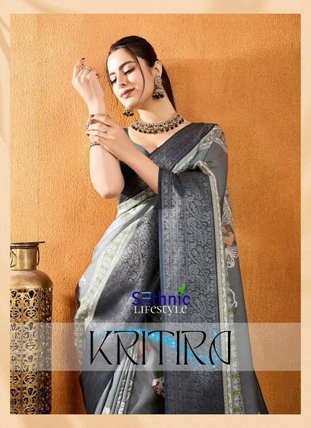 Kritira By Sethnic Crepe Silk Printed Saree Wholesale In India